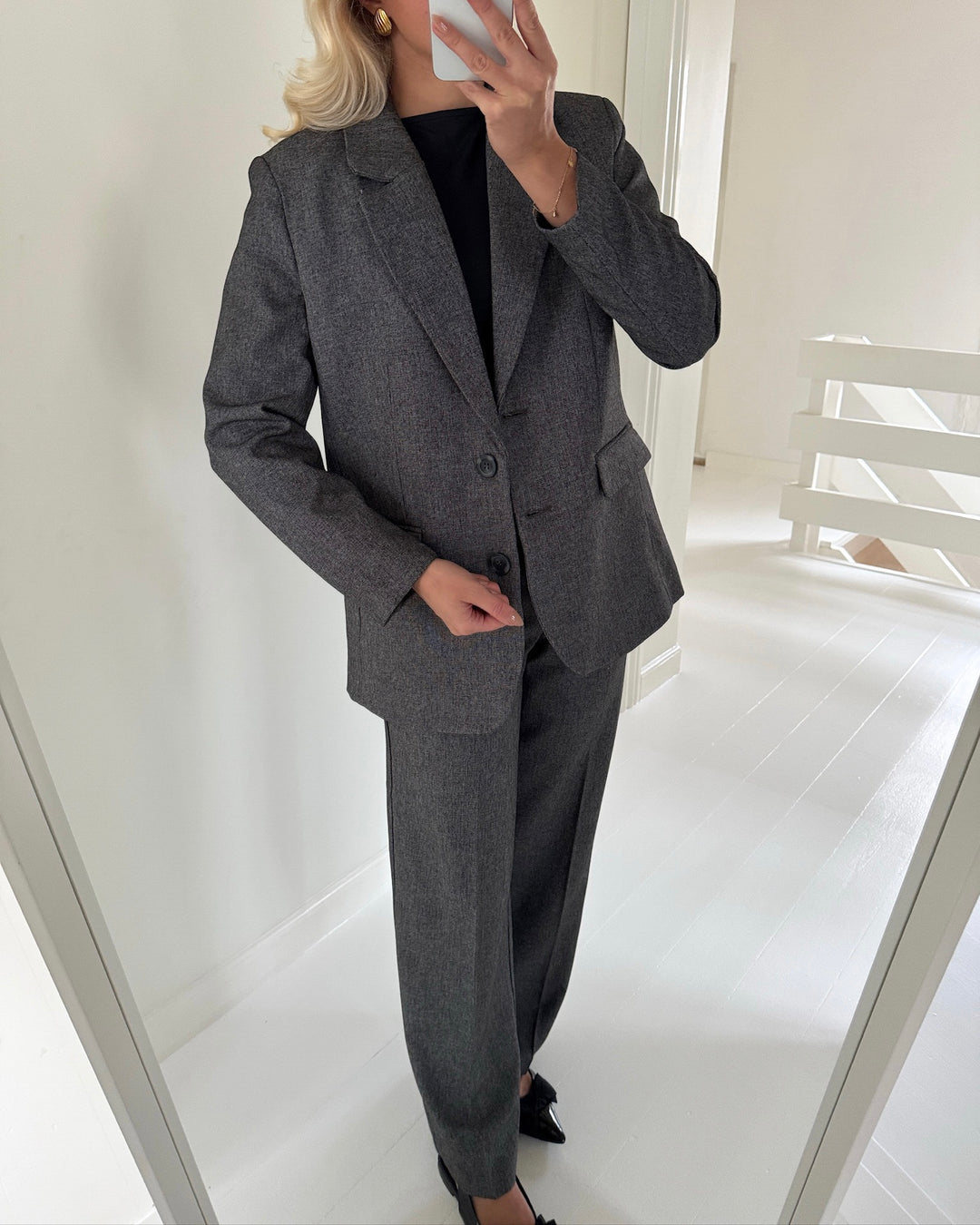 JDY bukser bloom siri hw straight black/white salt & pepper