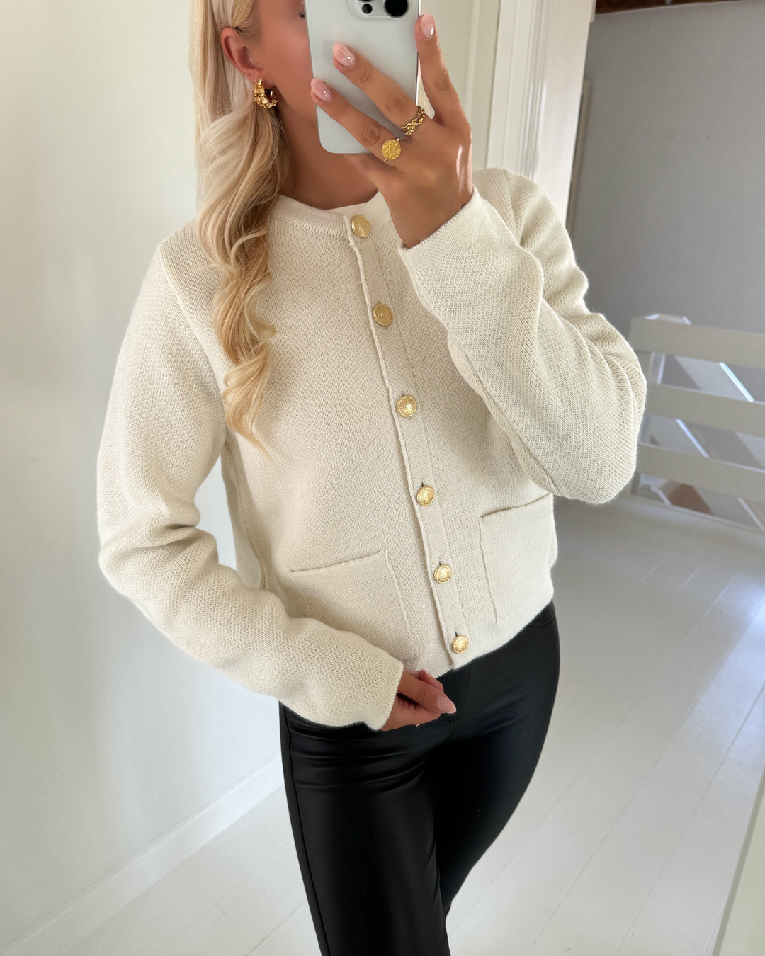 JDY cardigan kim l/s o-neck button knt egret