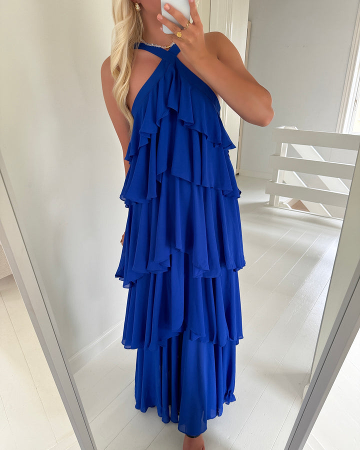 Y.A.S kjole dahlia halterneck maxi dress d2d dazzling blue