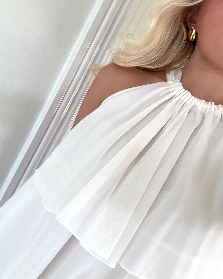 Y.A.S kjole eloise sl halterneck white alyssum