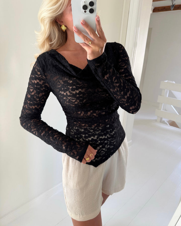 Vero Moda bluse talula ls boat black - FORUDBESTILLING LEV. UGE 23