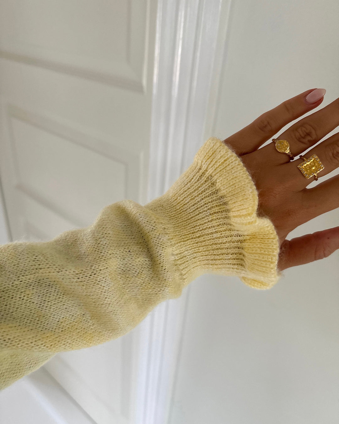 JDY cardigan letty l/s on frill knt yellow/melange