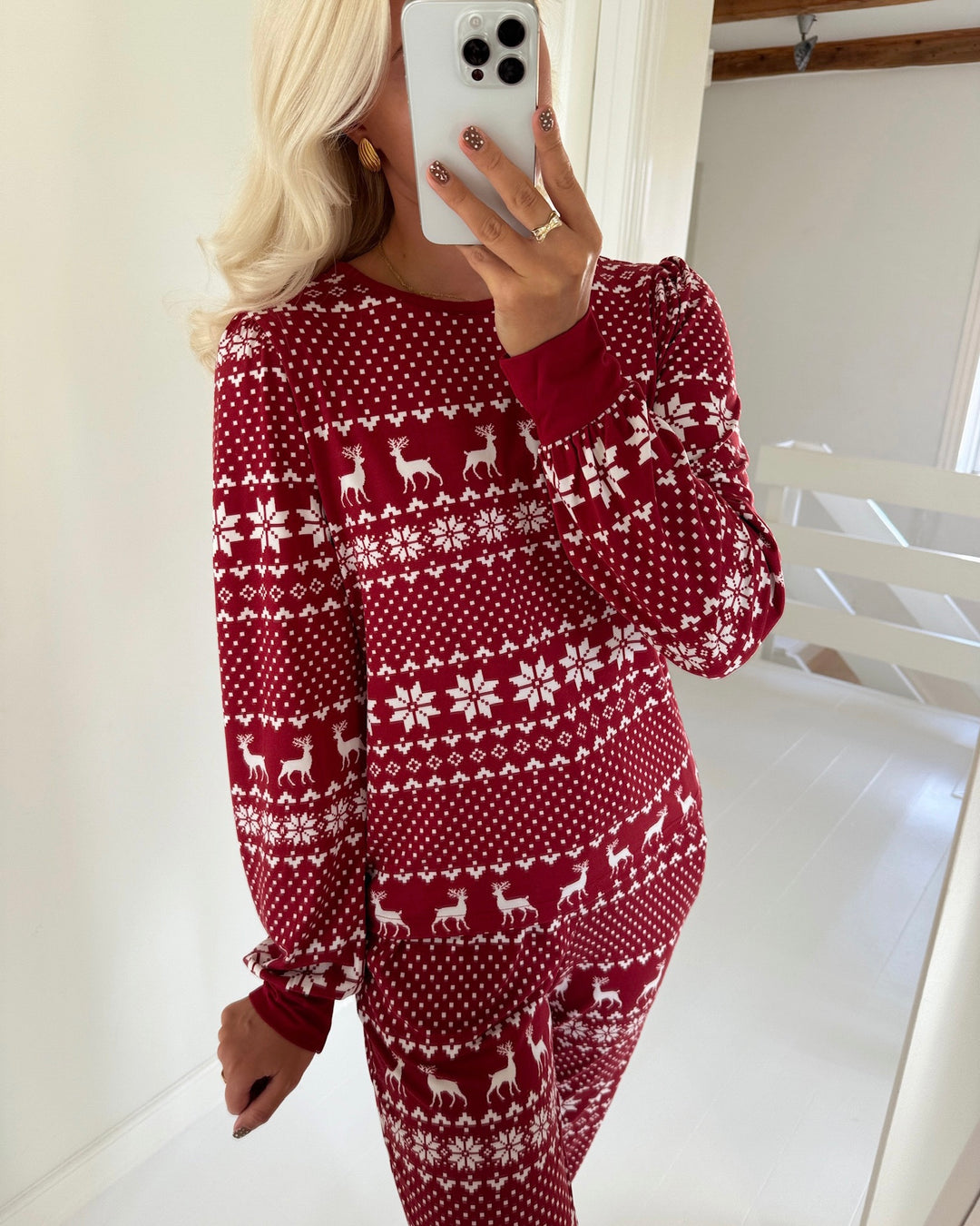 Vero Moda bluse chris ls o-neck karanda red/snow white xmas