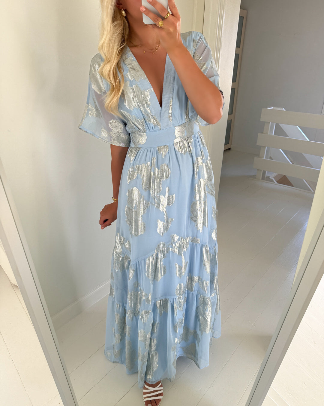 Verio Moda kjole chili ss frill maxi wvn exp skyway/gold