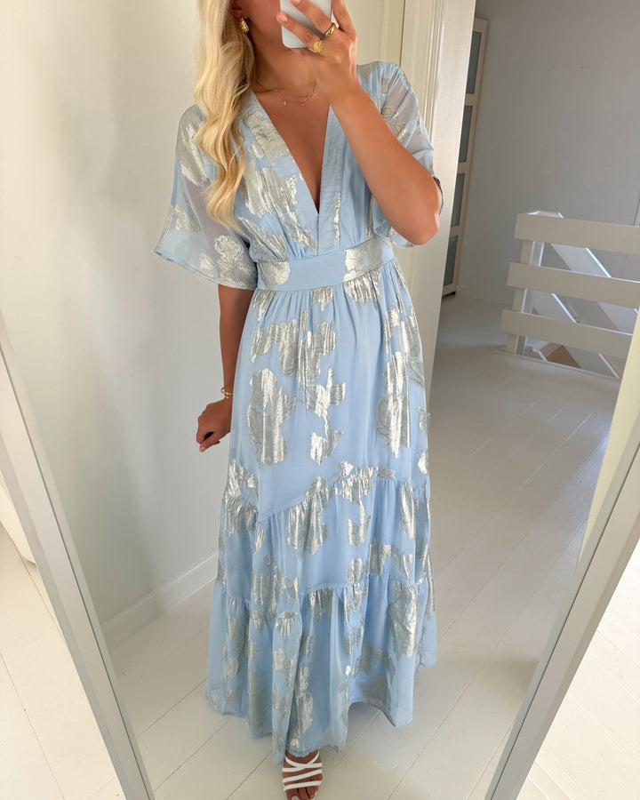 Verio Moda kjole chili ss frill maxi wvn exp skyway/gold