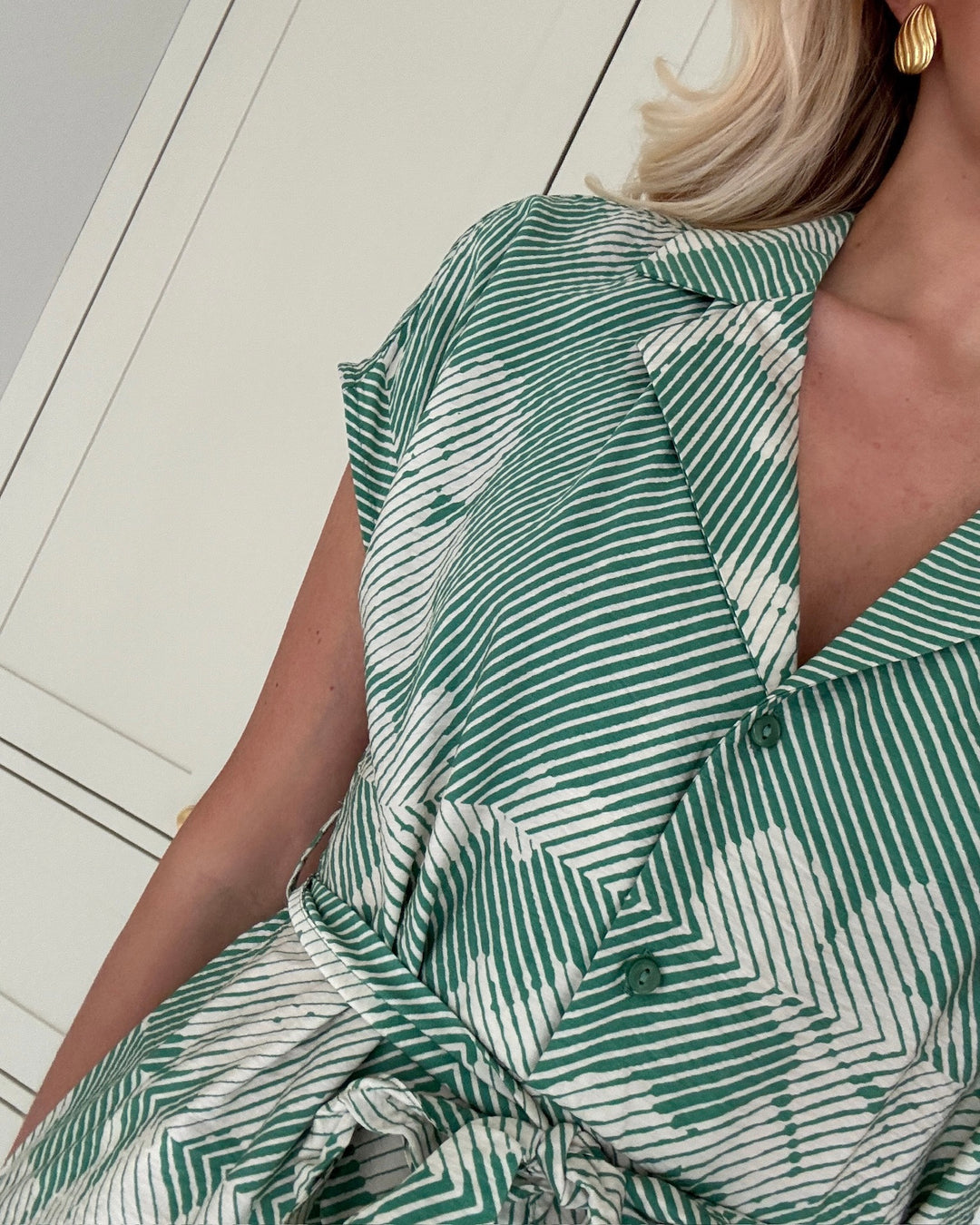 JDY kjole troya life ss midi deep green/graphic sandshell