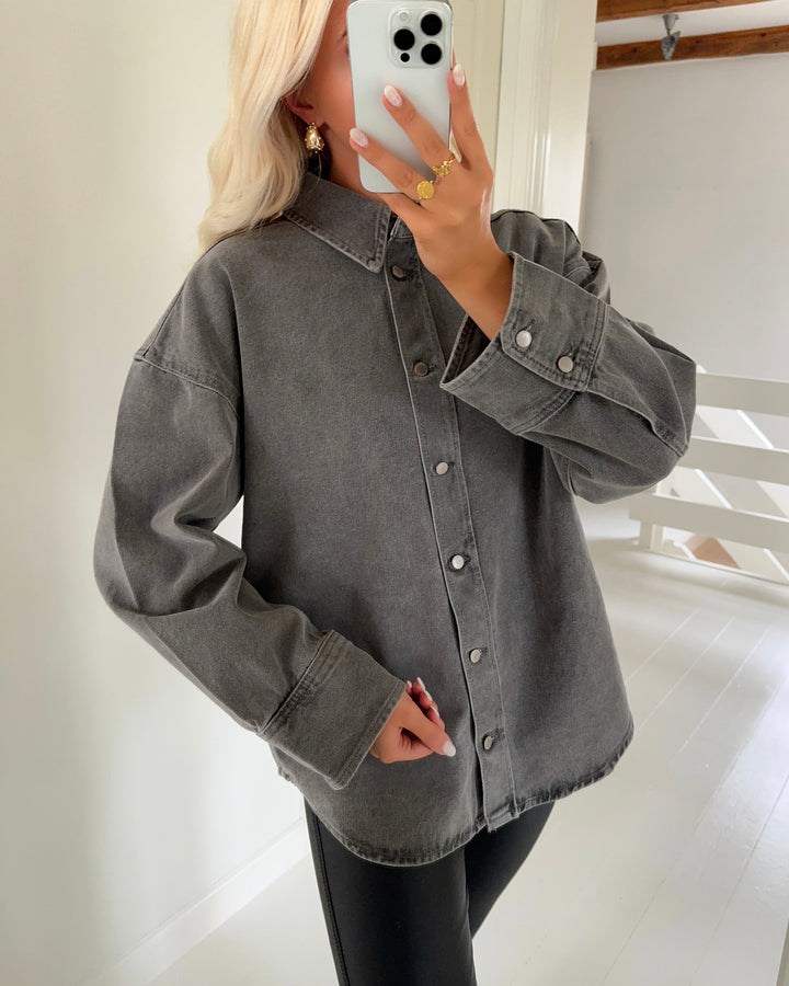 Only skjorte sophie ls oversized medium grey denim