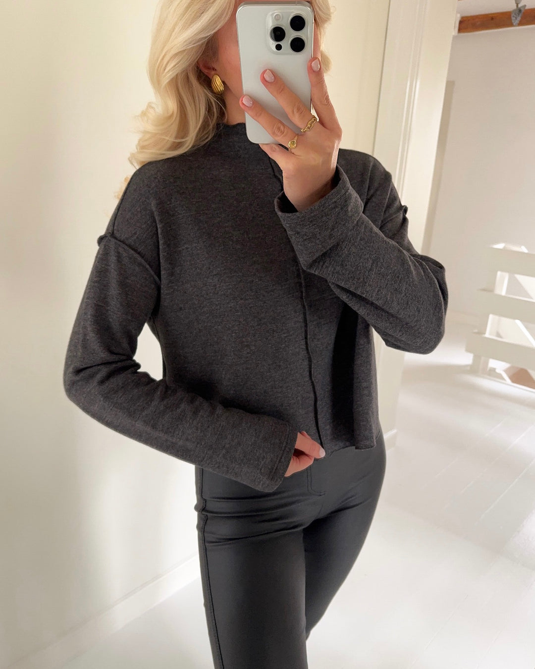 Vero Moda bluse bella ls high neck black/melange