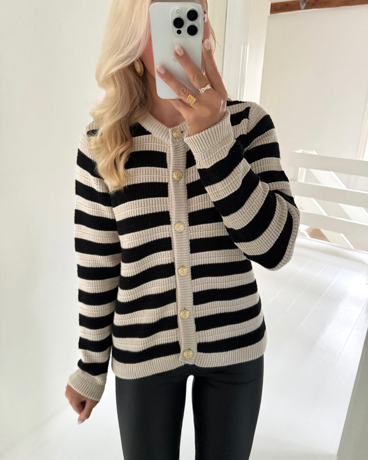 Y.A.S cardigan sironi ls knit birch/black