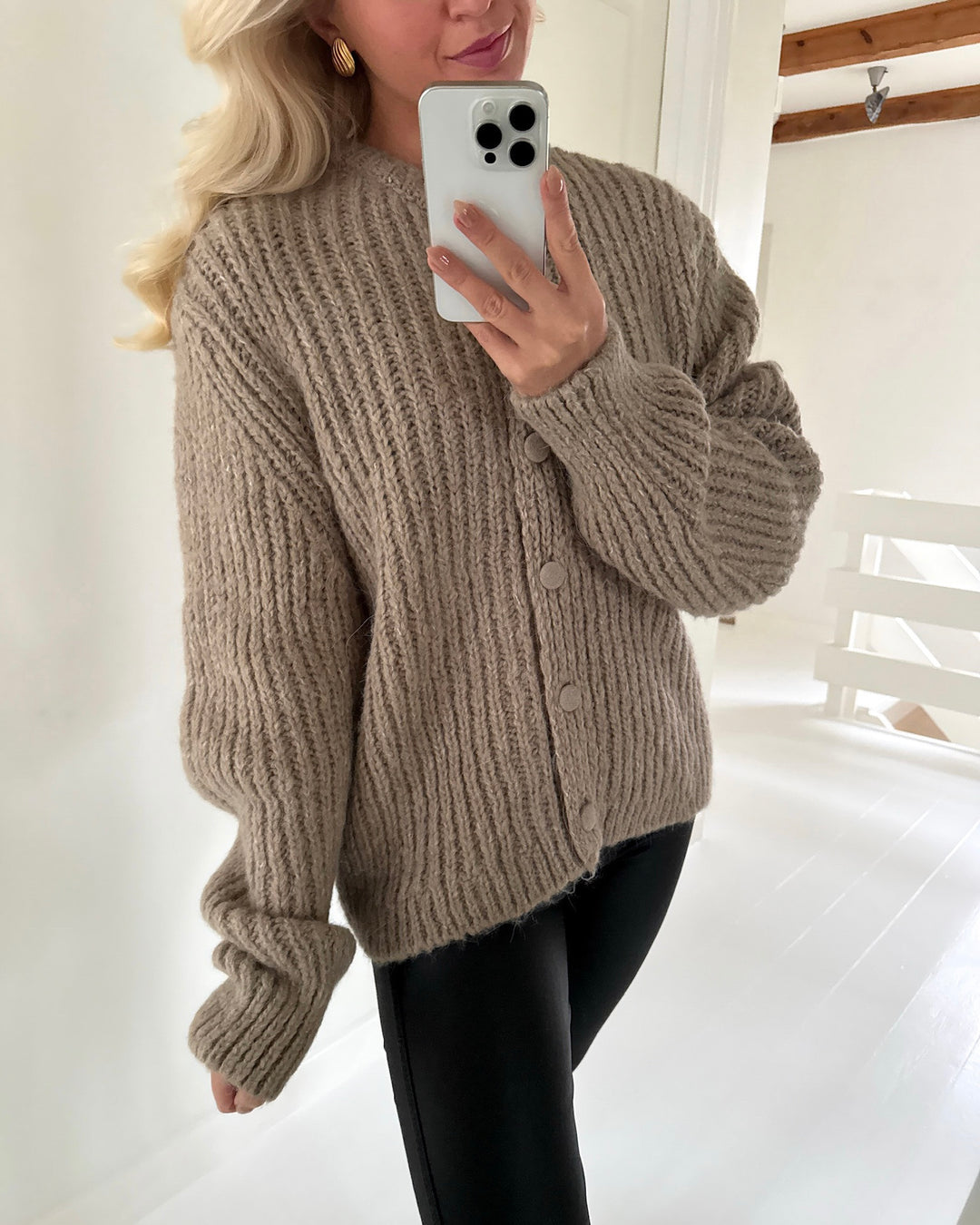 JDY alpakka cardigan adela ls button beige/melange - FORUDBESTILLING LEV. UGE 5