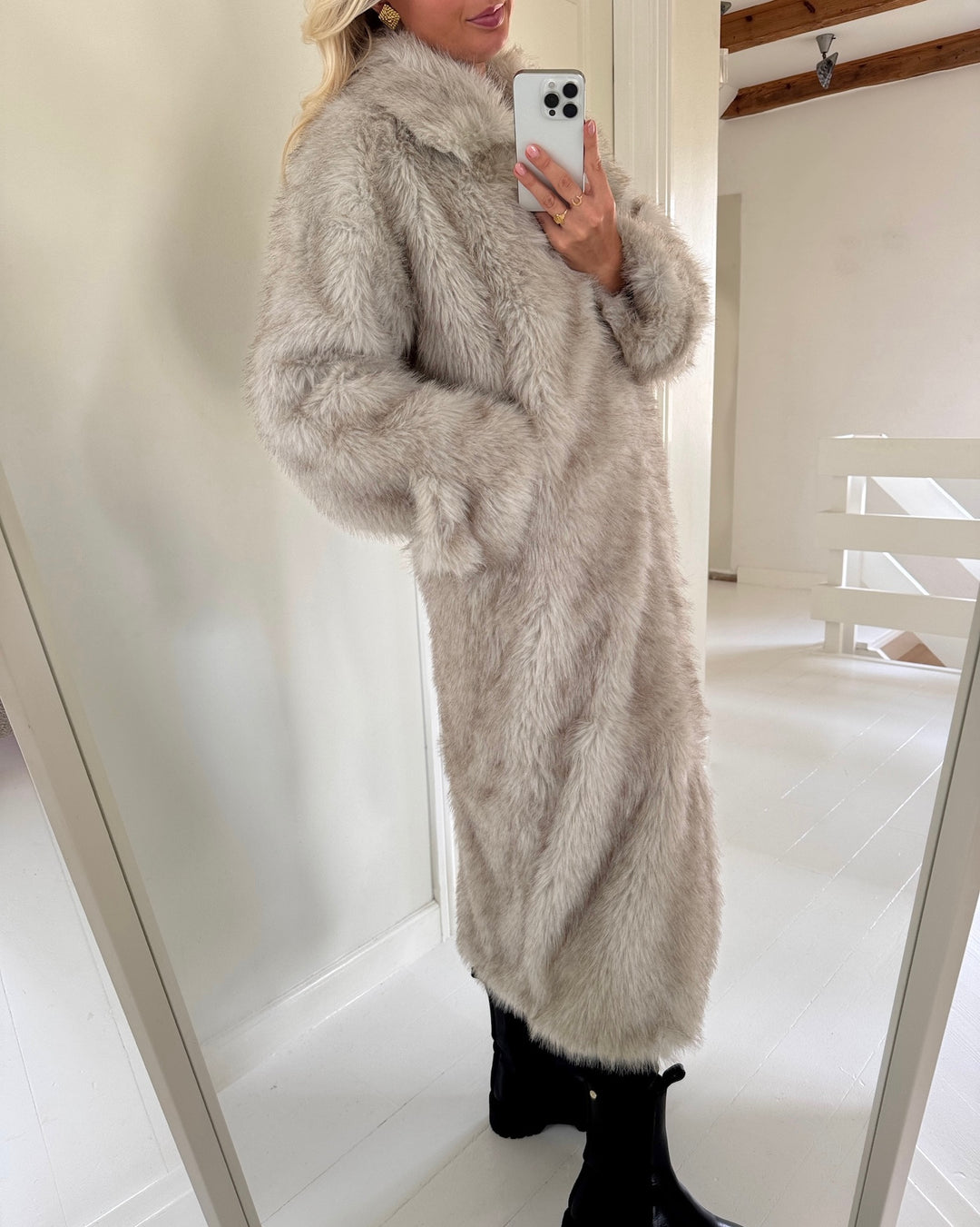 Y.A.S frakke paula ls long faux fur birch