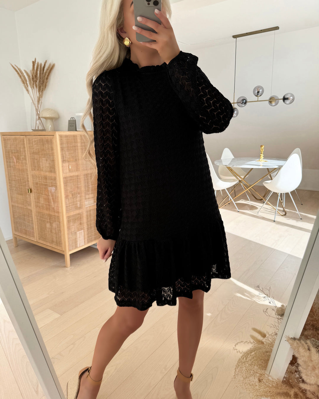 Vero Moda kjole becca ls o-neck short black