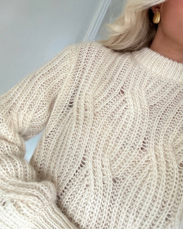 Y.A.S striktrøje zuma ls wool blend knit birch