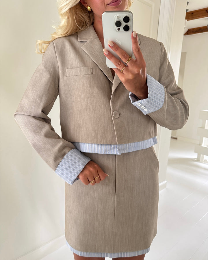 Y.A.S blazer detana ls oxford tan w. skyway stripe