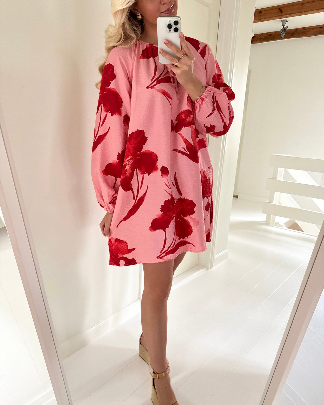 Only kjole hyaci ls string pink icing/big red