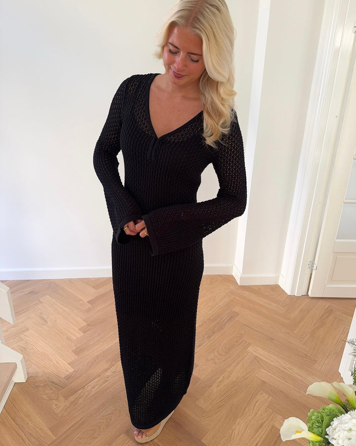 Aware by Vero Moda kjole emma ls ankle black - FORUDBESTILLING LEV. UGE 24/25