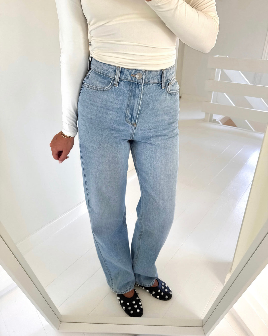 Pieces bukser kate hw straight light blue denim