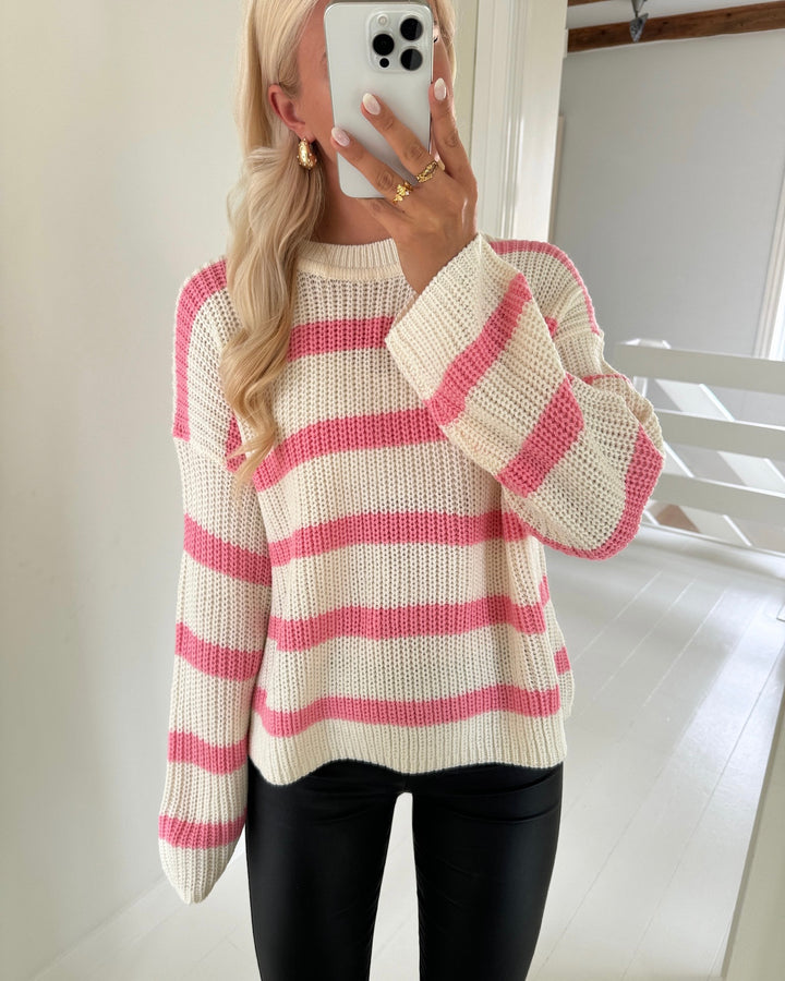 JDY striktrøje justy stripe eggnog/sachet pink