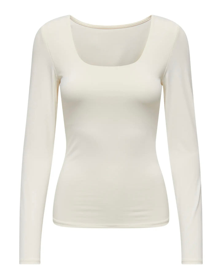 Only top ea l/s 2-way deep neck jrs noos cloud dancer