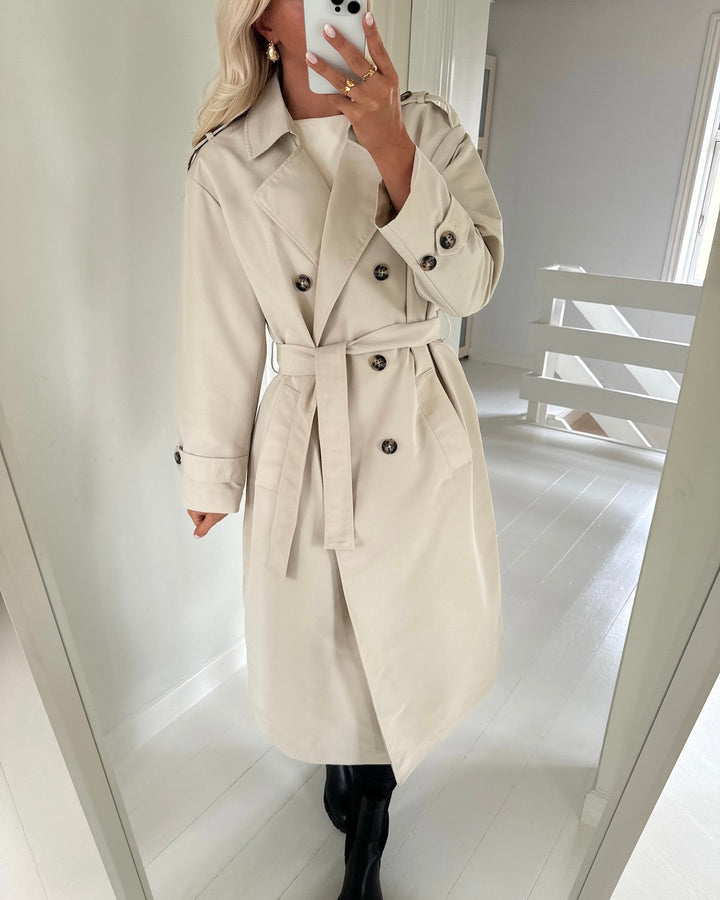 Vero Moda trenchcoat chloe long oatmeal