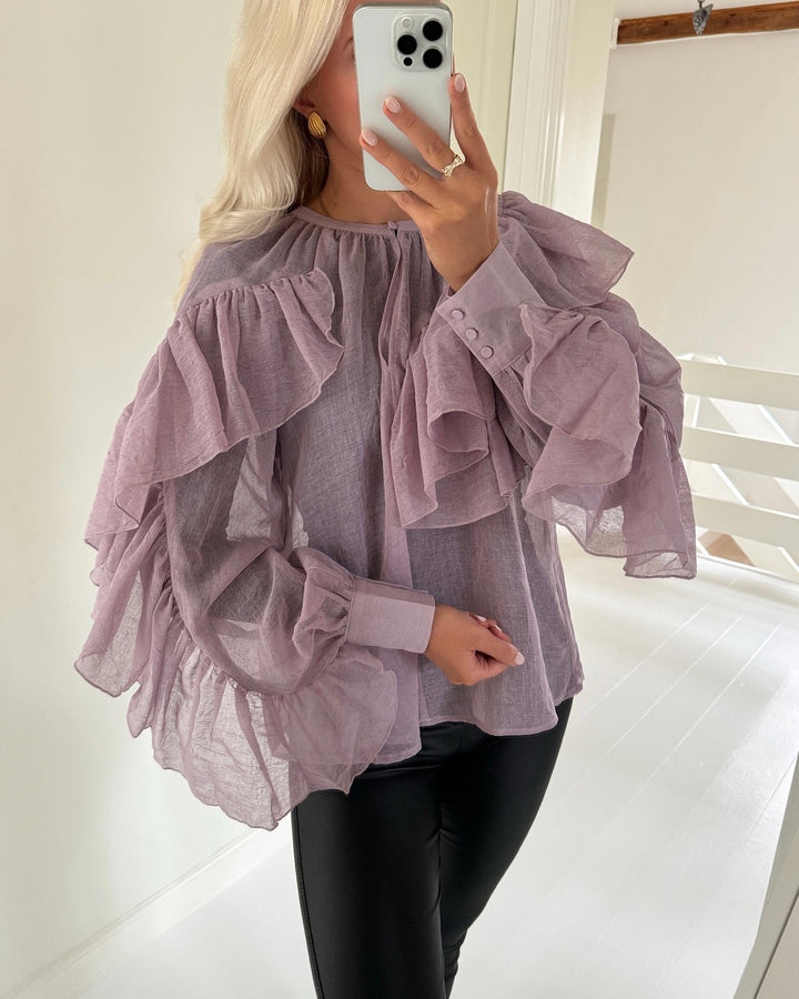 Vero Moda top sabrina ls flounce elderberry