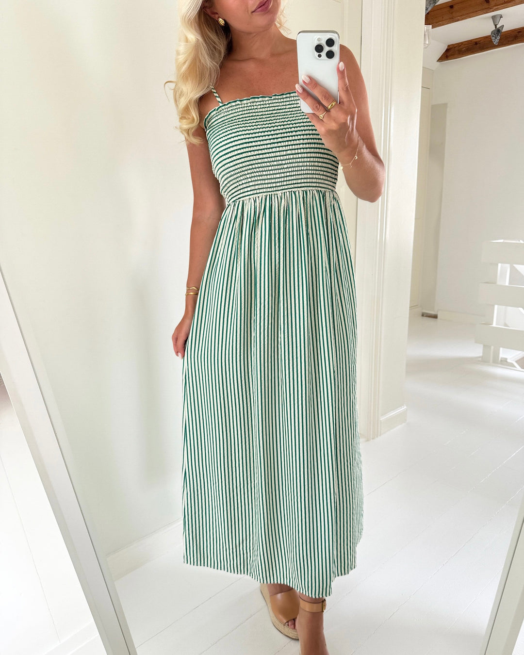 Only kjole bari strap smock cadmium green
