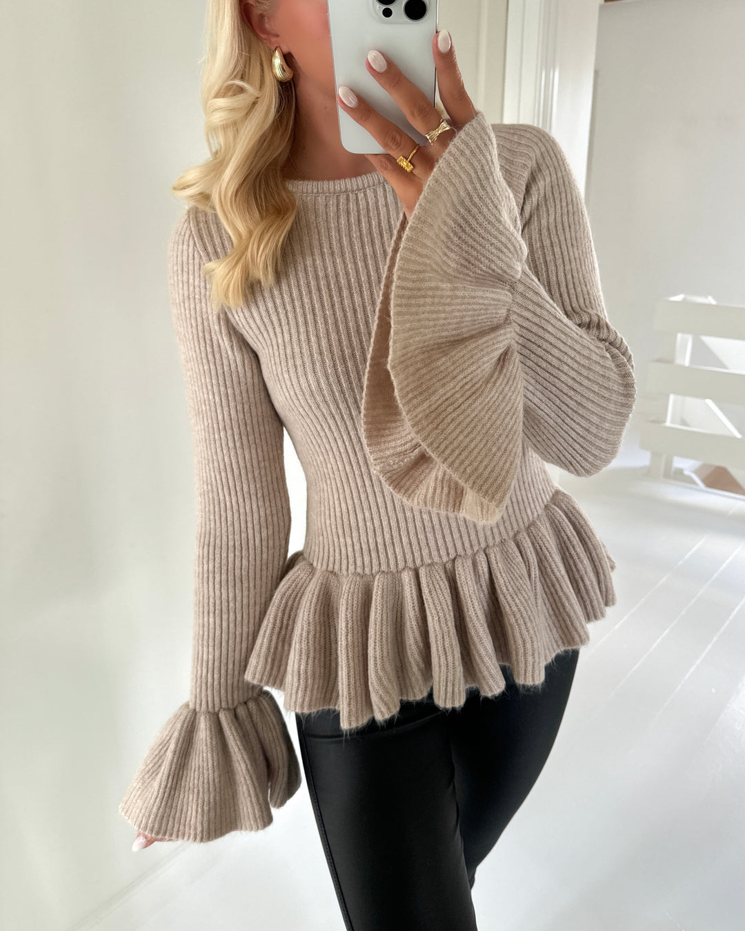 Vero Moda striktrøje georgia ls flare birch
