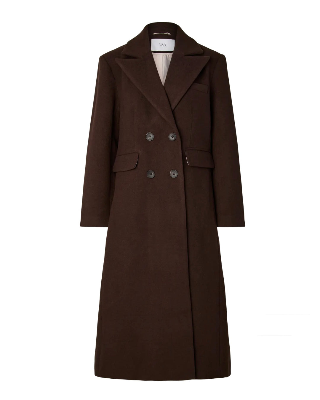 Y.A.S jakke royla ls wool blend long coffee bean