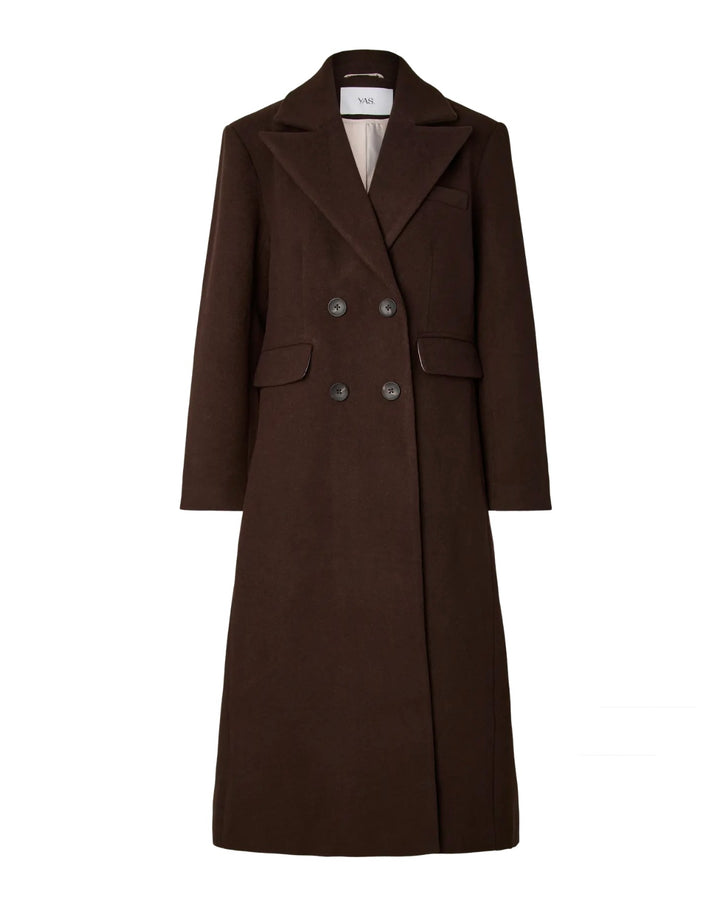 Y.A.S jakke royla ls wool blend long coffee bean