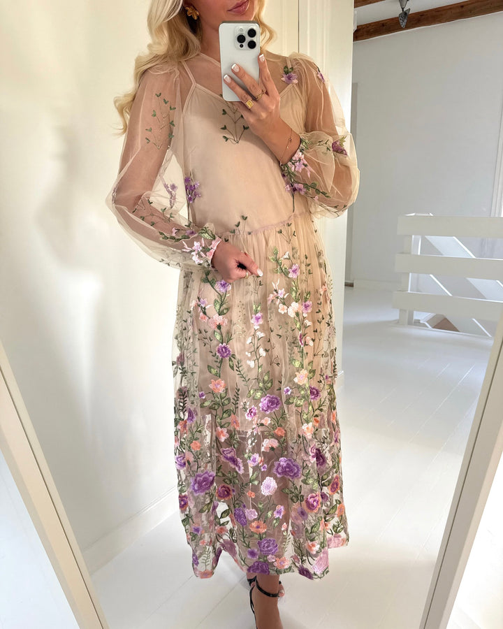 A-View kjole fuschia green/purple