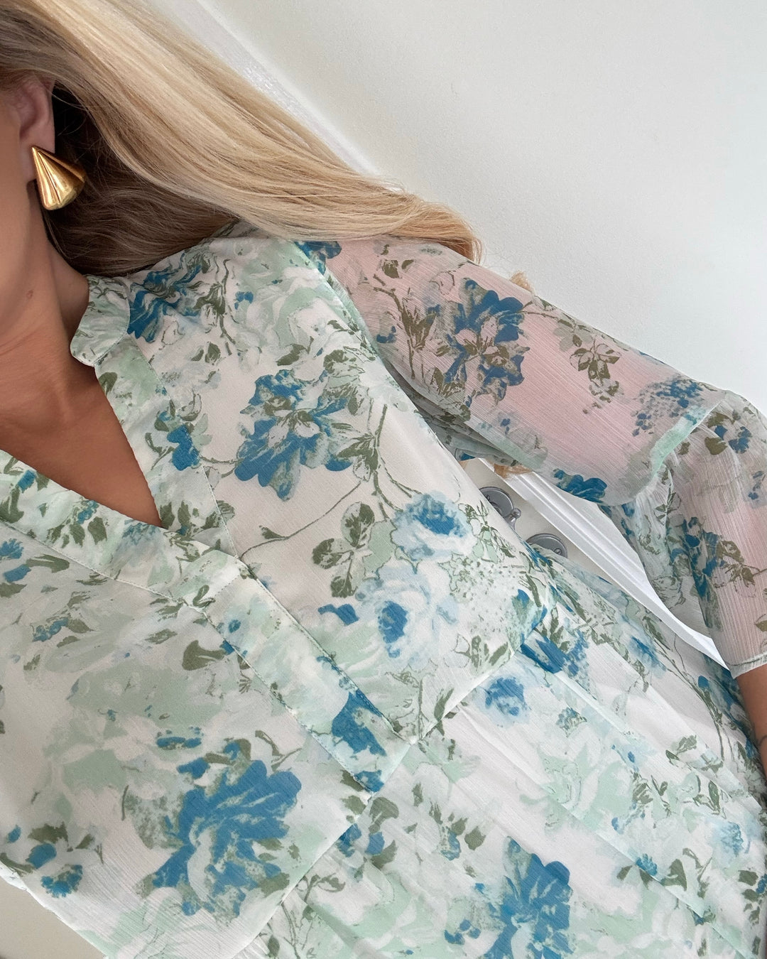 Vero Moda kjole smilla 3/4 short snow white blue brit