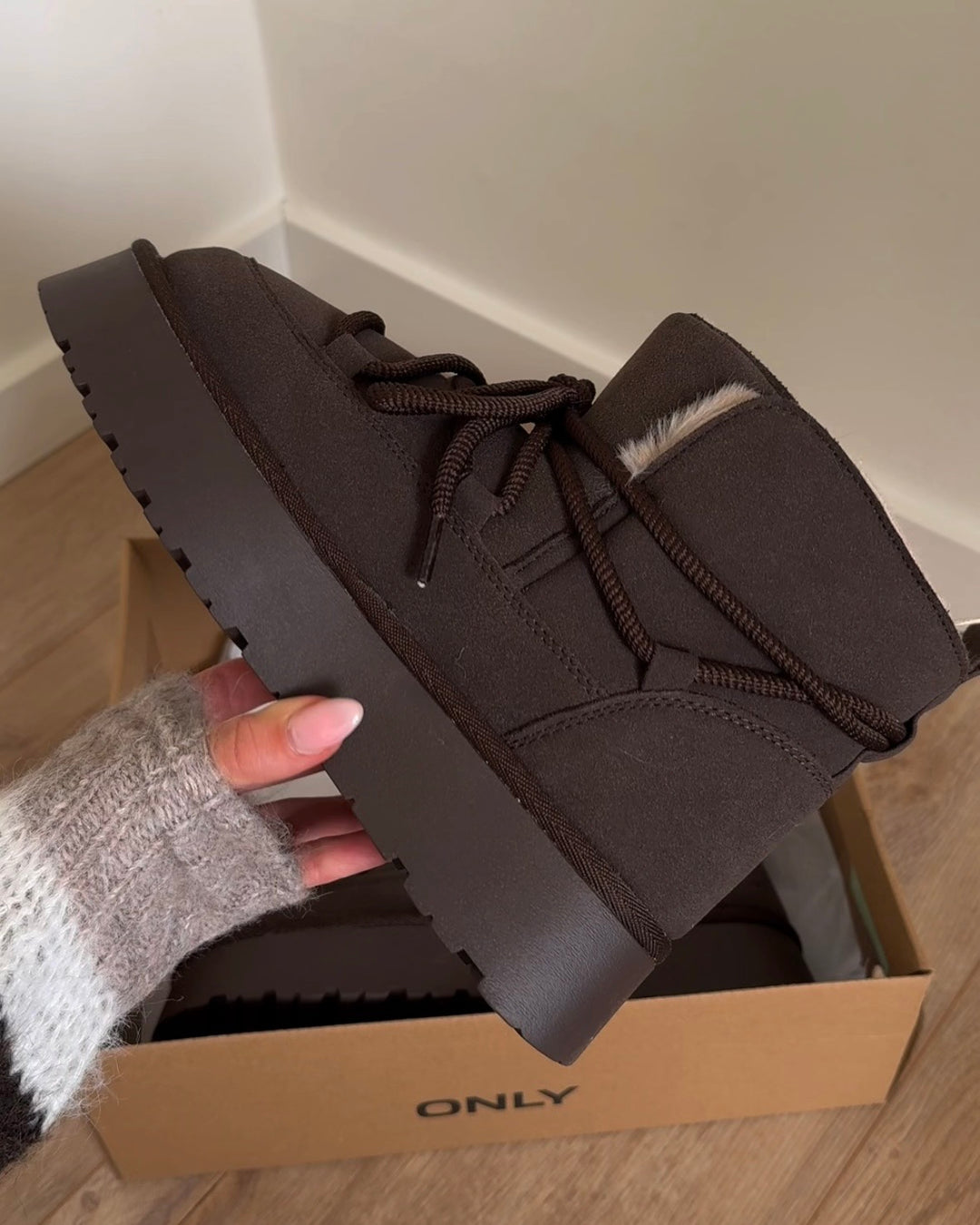 Only støvler fan felicia lace teddy platform bracken - FORUDBESTILLING LEV. UGE 43