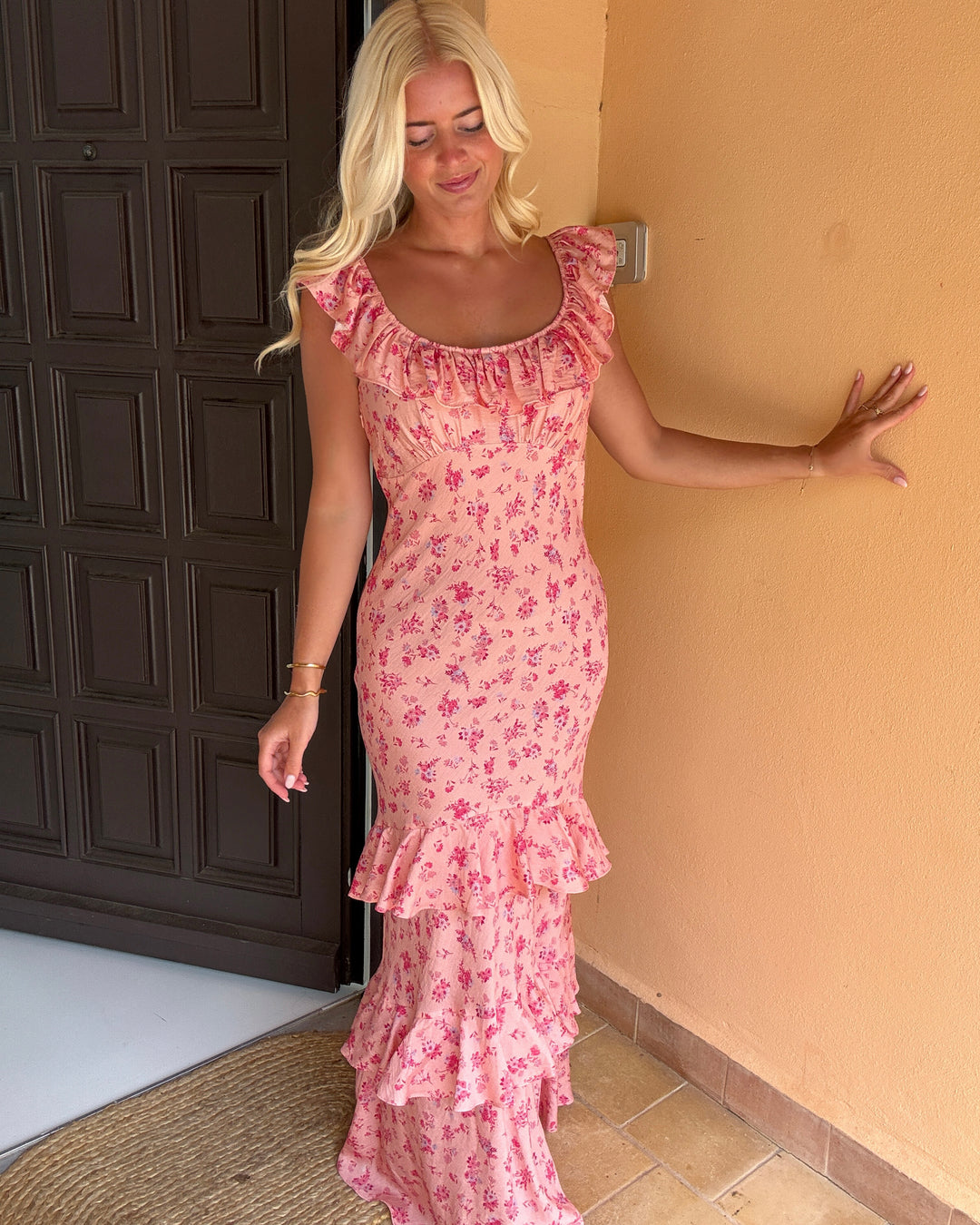 Y.A.S kjole cleo sl maxi strawberry ice ditsy print - FORUDBESTILLING LEV. UGE 19