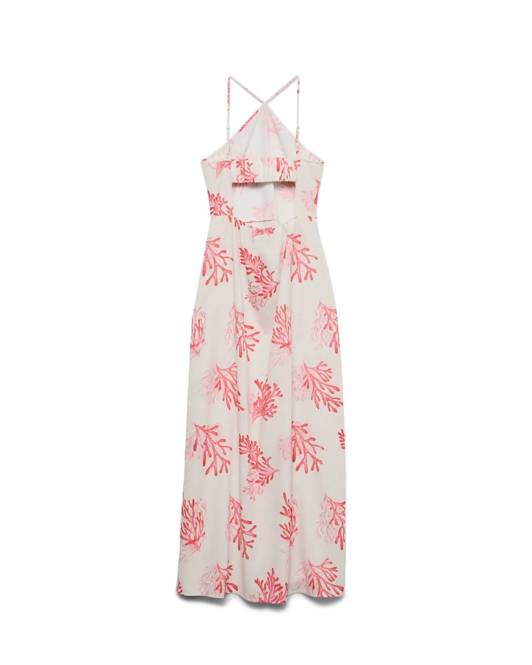 Vero Moda kjole birdie maxi exp vaporous gray/coral aop