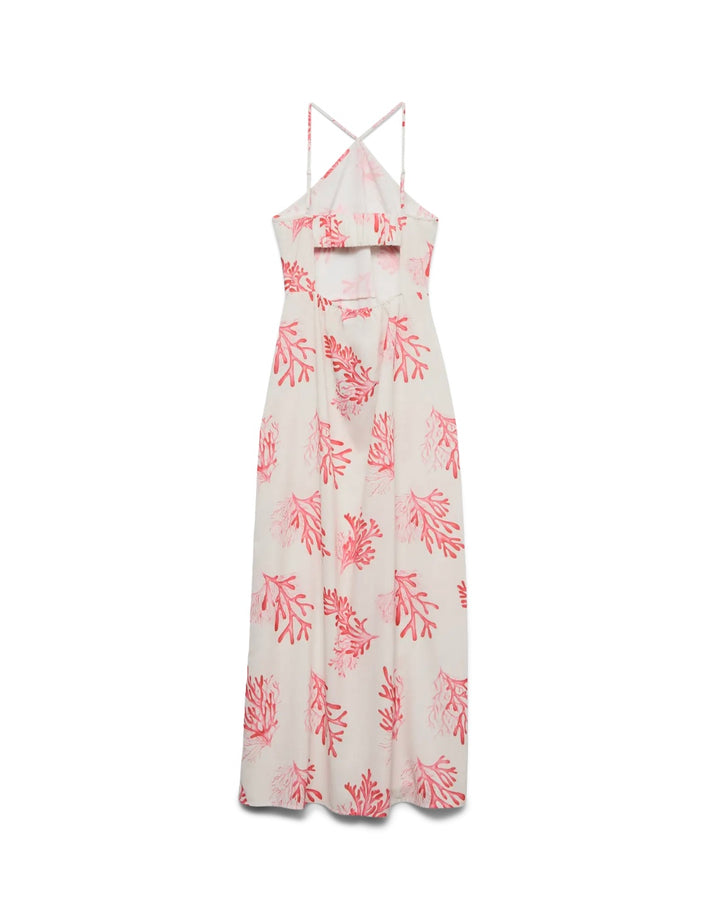 Vero Moda kjole birdie maxi exp vaporous gray/coral aop