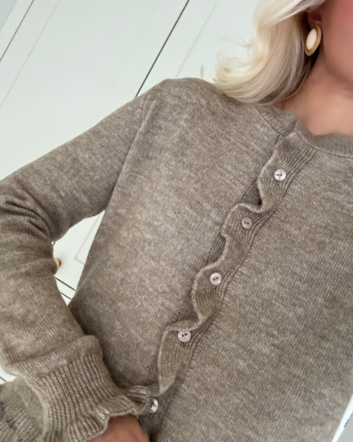 JDY cardigan letty l/s on frill knt greige/melange