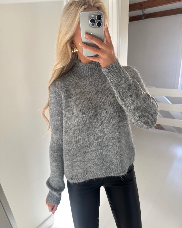 JDY striktrøje zoey life hn raglan light grey melange