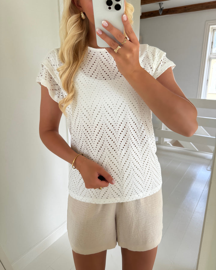 Only bluse smilla ss o-neck frill top cloud dancer/boho