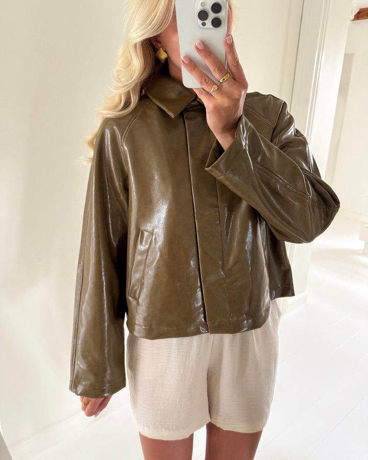 Pieces jakke merry coated military olive