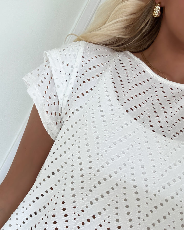 Only bluse smilla ss o-neck frill top cloud dancer/boho