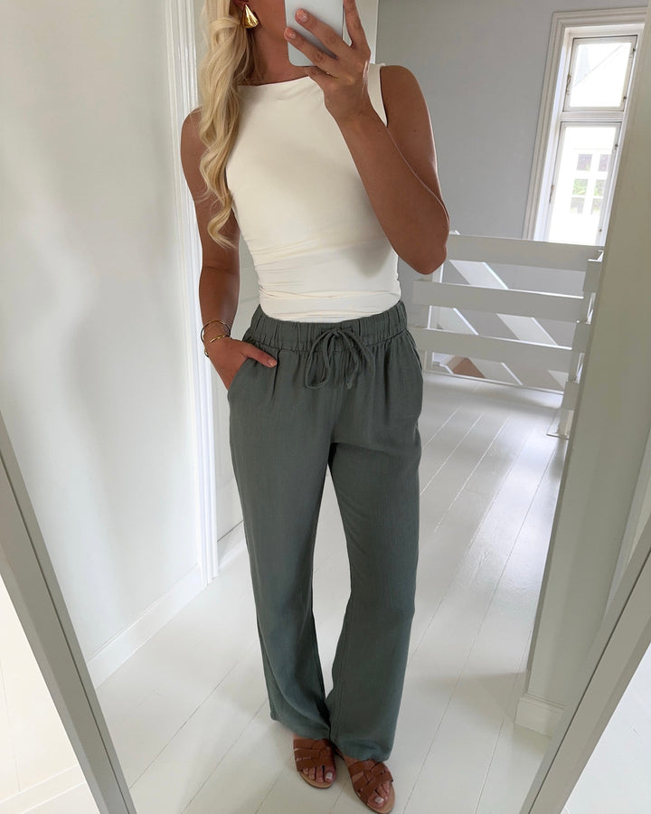 Vero Moda bukser line mr wide linen mix laurel wreath