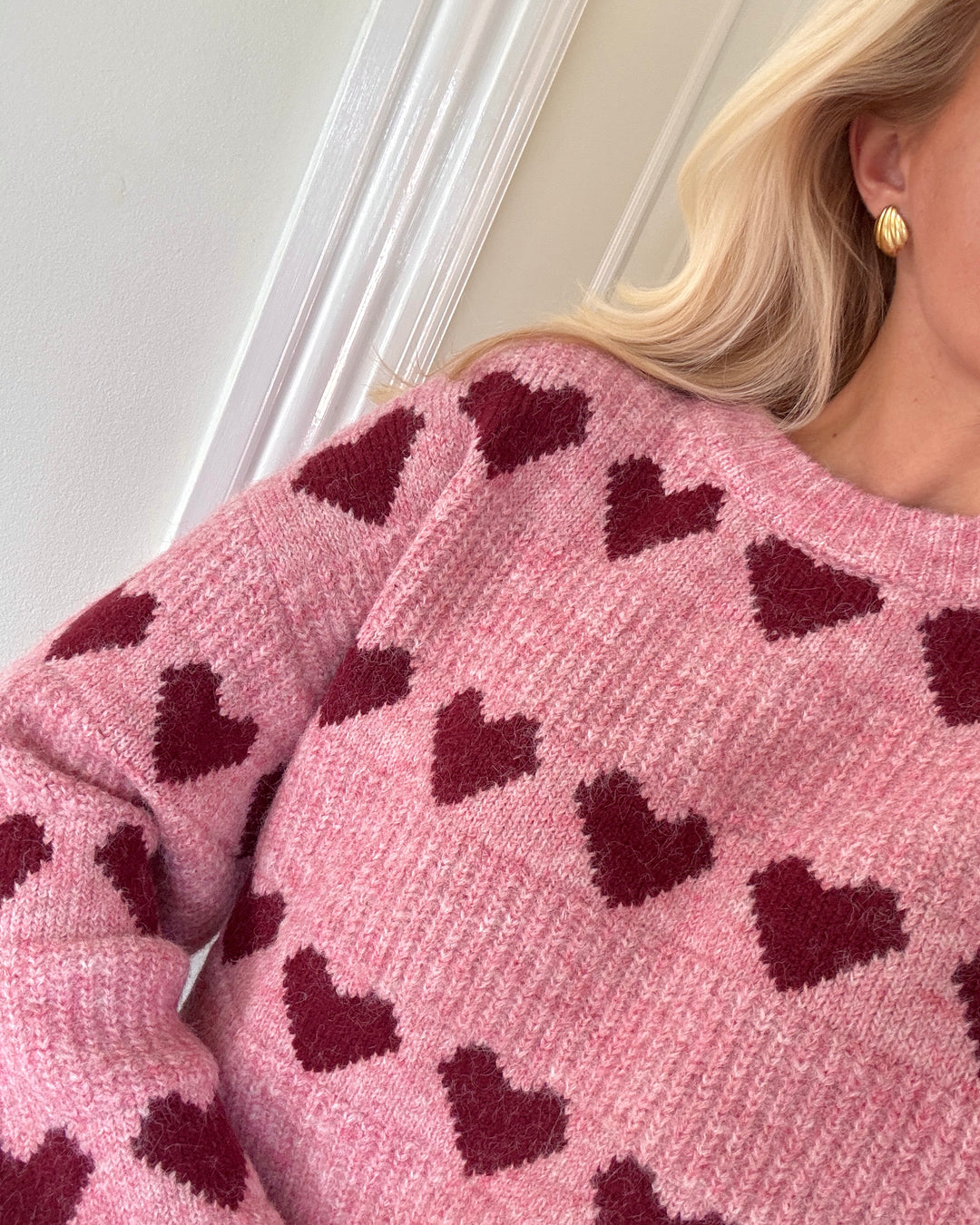 A-View striktrøje heart knit bordeaux/rose