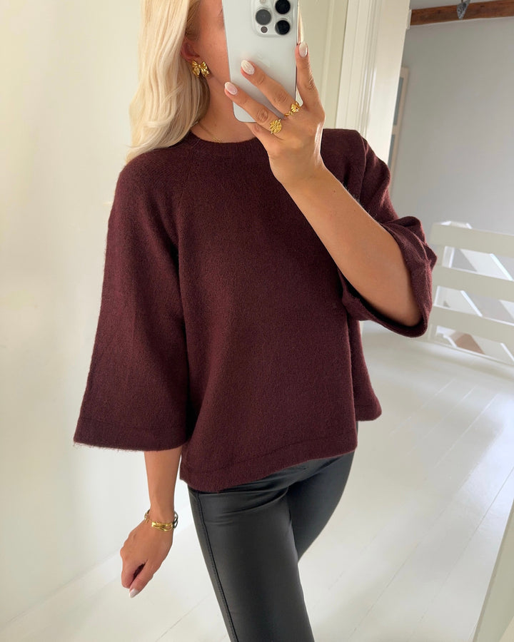 Only striktrøje simoni 3/4 knit port royale/melange