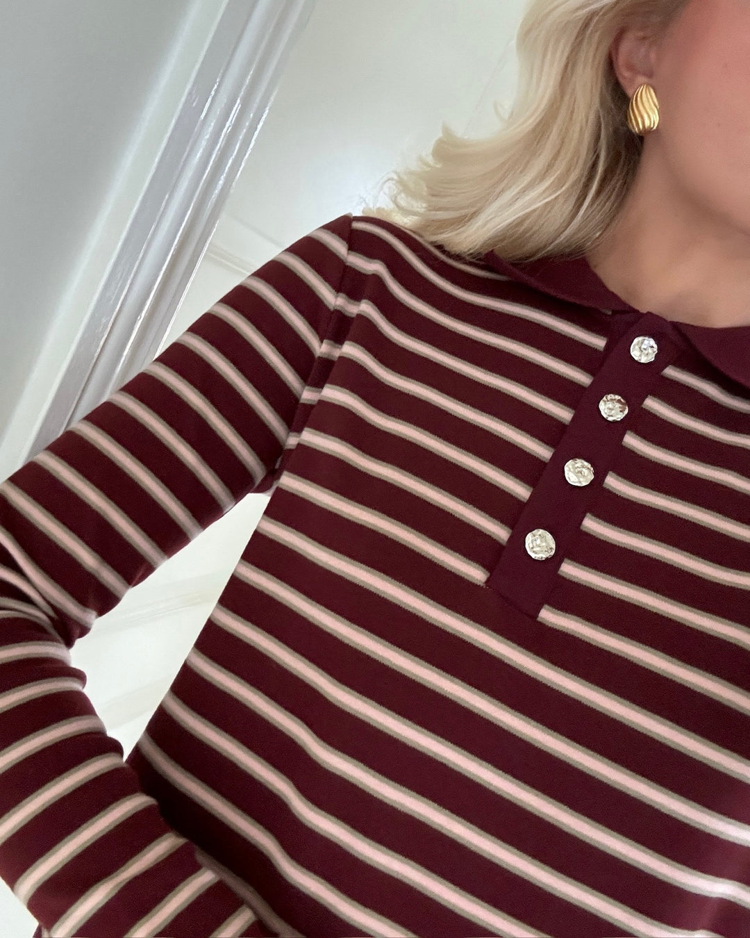 Sister's Point polo vedda-ls bordeaux/stripe