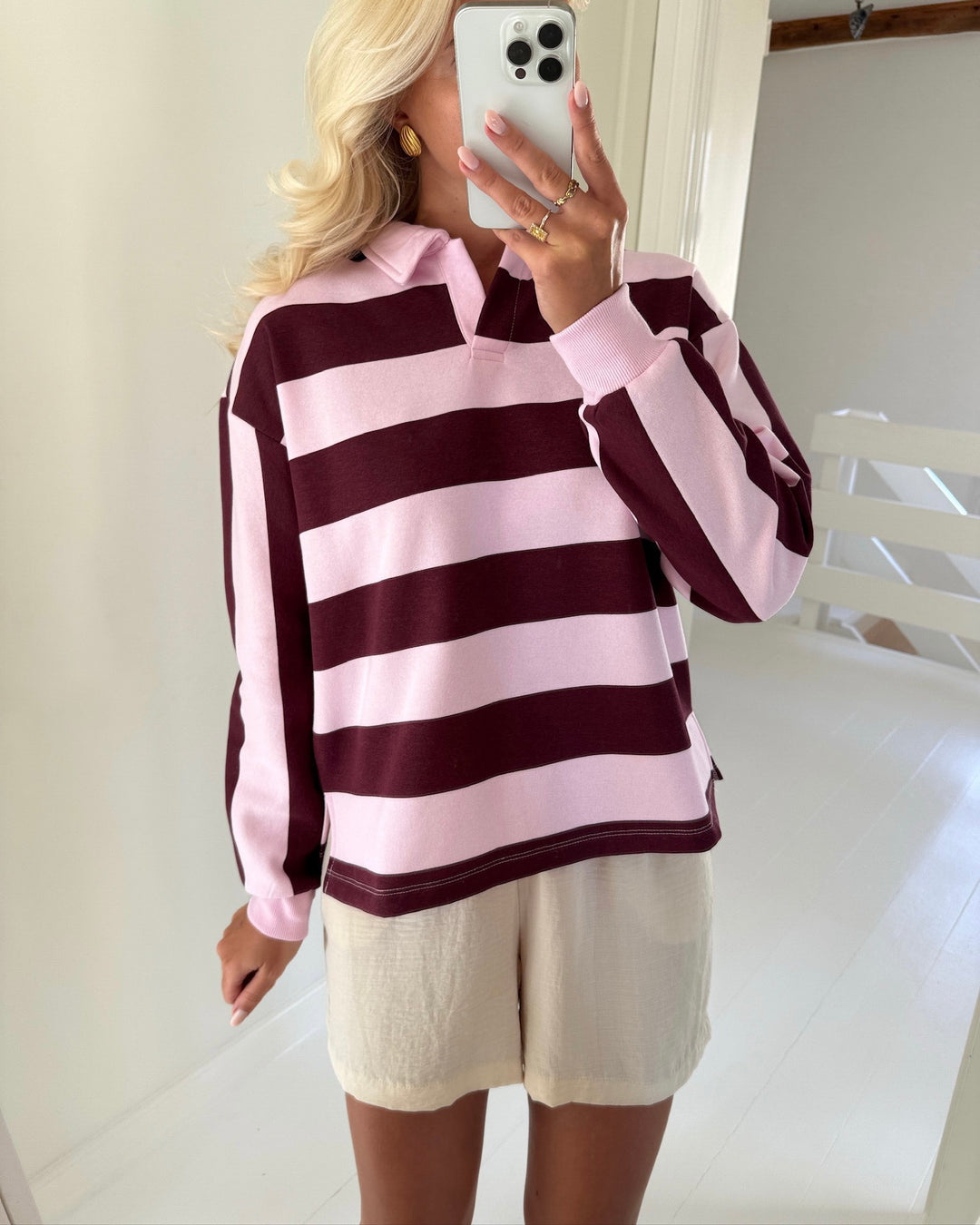 Pieces polo filucca ls loose tawny port pink tulle