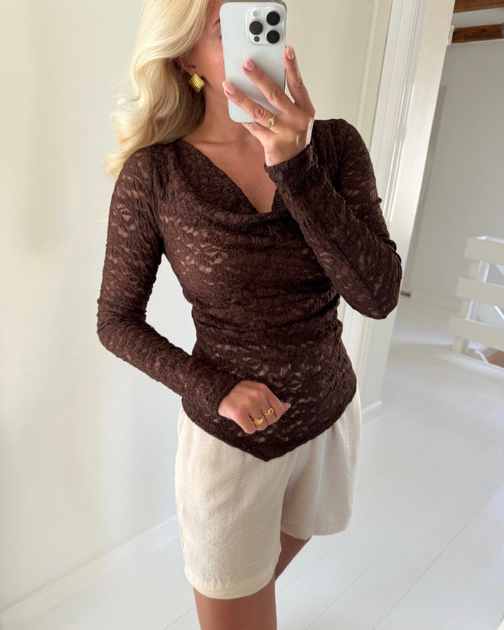 Vero Moda bluse talula ls boat chicory coffee - FORUDBESTILLING LEV. UGE 23