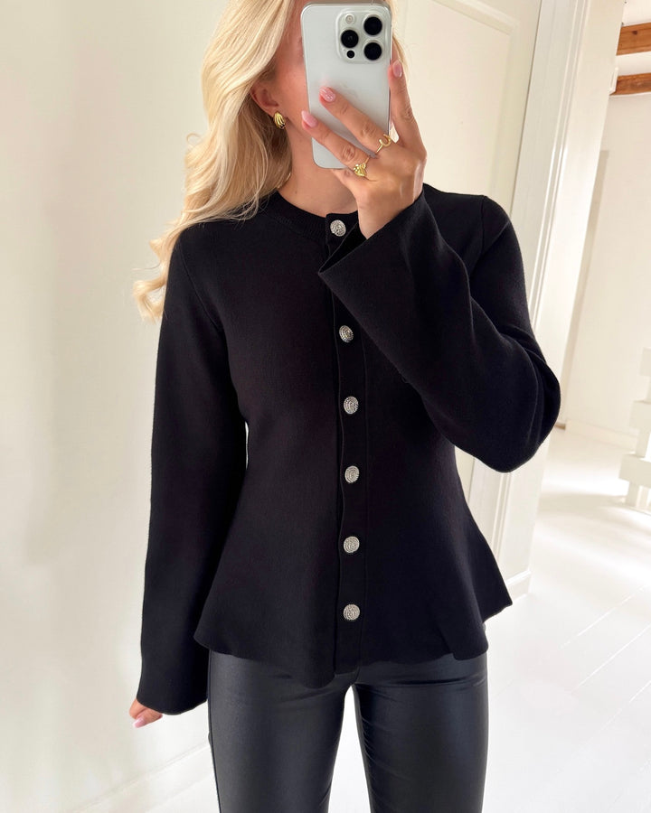 Y.A.S cardigan pimi ls peplum knit black