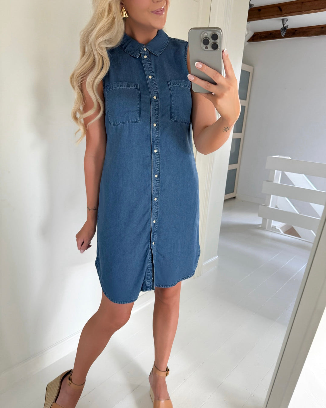 Pieces skjortekjole vilje denim medium blue denim