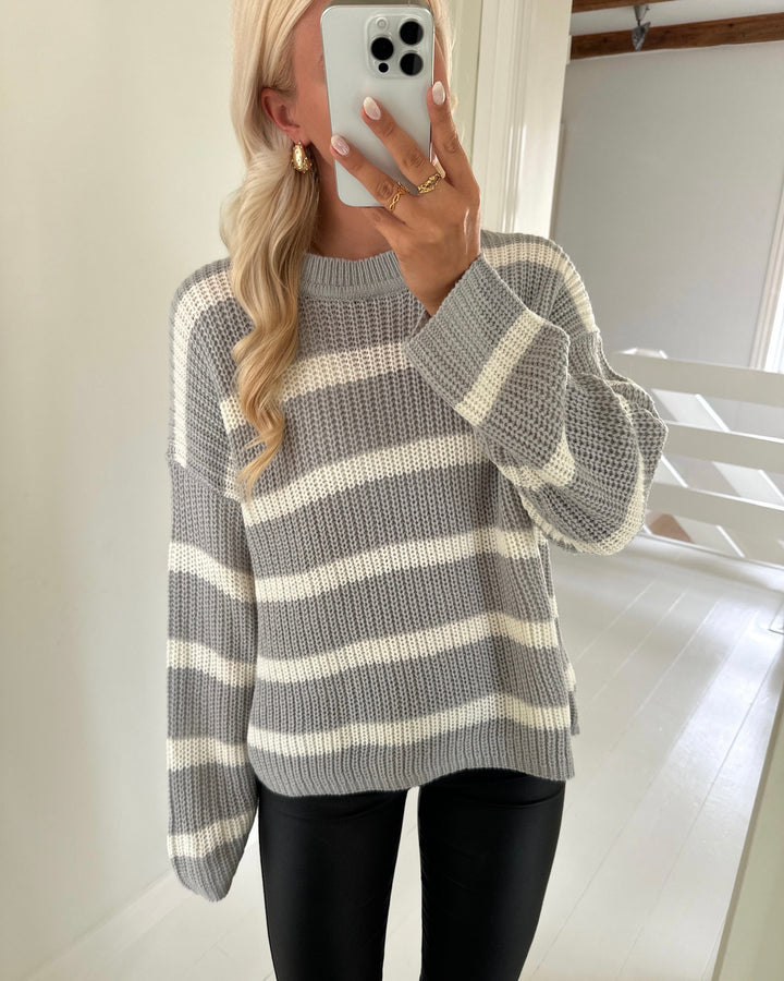 JDY striktrøje justy stripe formal gray/eggnog
