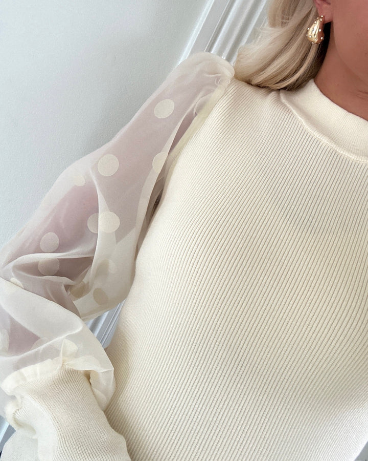Y.A.S trøje dotme ls knit birch